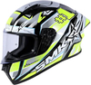 SMK Stellar Uno,  full face helmet,  color: Black/Grey/Neon-Yellow,  size: L