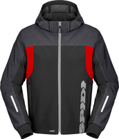 Spidi Hoodie II,  textile jacket H2Out,  color: Black/Dark Grey/Neon-Red,  size: M