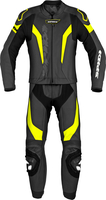 Spidi Laser Touring,  leather suit 2pcs.,  color: Black/Neon-Yellow,  size: 48