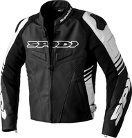 Spidi Track Warrior,  leather jacket,  color: Black/White,  size: 52