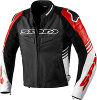 Spidi Track Warrior,  leather jacket,  color: Black/White/Red,  size: 50