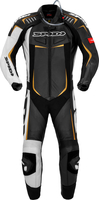 Spidi Track Wind Pro,  leather suit 1pcs.,  color: Black/White/Gold,  size: 58