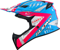 Suomy X-Wing Jetfighter,  cross helmet,  color: Matt Pink/Black/Light Grey/Turquoise,  size: L