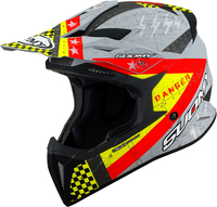 Suomy X-Wing Jetfighter,  motocross helmet,  color: Matt Grey/Yellow/Red,  size: M