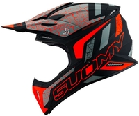 Suomy X-Wing Reel,  motocross helmet,  color: Matt Black/Grey/Neon-Orange,  size: M