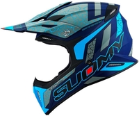 Suomy X-Wing Reel,  motocross helmet,  color: Matt Dark Blue/Grey/Neon-Blue,  size: M