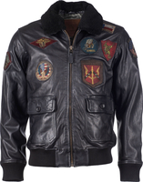 Top Gun Bomber,  leather jacket,  color: Black,  size: 3XL