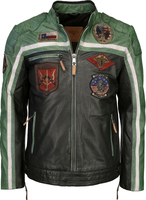 Top Gun Racing,  leather jacket,  color: Black/Green/Beige,  size: XXL
