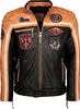Top Gun Racing,  leather jacket,  color: Black/Orange/White,  size: 3XL