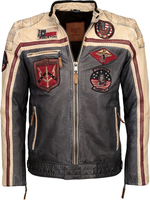 Top Gun Racing,  leather jacket,  color: Dark Blue/White/Dark Red,  size: XXL