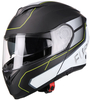 Vito Furio Solid,  flip-up helmet,  color: Matt Black/White/Neon-Yellow,  size: XXL