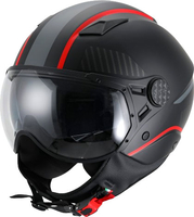 Vito Lavori Deco,  open face helmet,  color: Matt Black/Grey/Red,  size: S