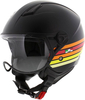 Vito Moda,  jet helmet,  color: Matt Black/Red/Orange/Yellow,  size: M